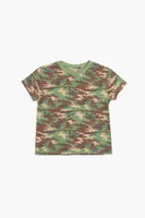 Girls Camo Print T-Shirt (Kids) Olive,