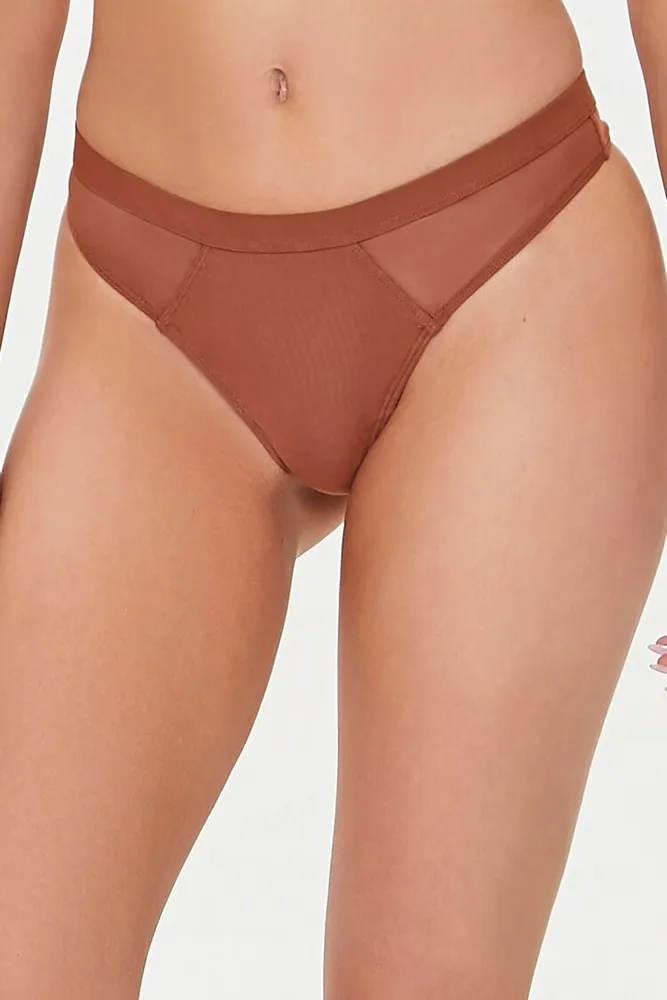 Women's Cheeky Mesh Panties in Root Beer Small