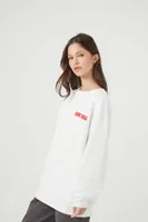 Women's Fleece New York Graphic Pullover in Cream/Red Small