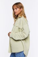 Women's French Terry Dolphin-Hem Shacket in Sage Small