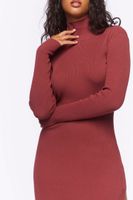 Women's Ribbed Midi Sweater Dress Brick,