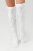 Pointelle Knit Knee-High Socks in White