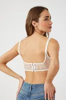 Women's Sheer Lace Corset Crop Top in White Large