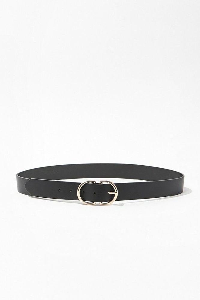 Faux Leather D-Ring Belt in Black/Gold, XS/S