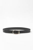 Faux Leather D-Ring Belt in Black/Gold, S/M