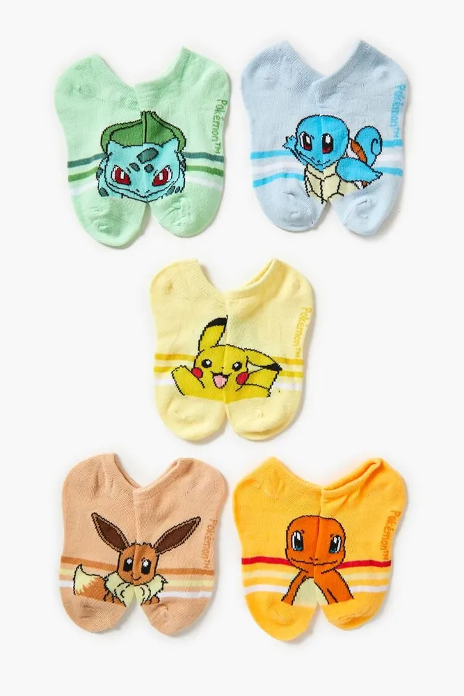 Girls Pokémon Ankle Sock Set - 5 pack (Kids) in Yellow