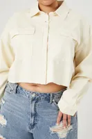 Women's Twill Cropped Shirt Ivory,