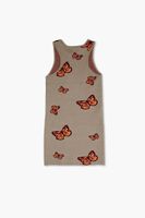 Girls Butterfly Print Sweater Dress (Kids) Olive,