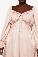 Women's Ruffle-Trim Peasant Dress in Blush, 0X