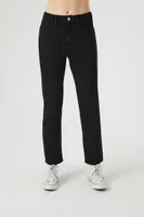 Women's Mid-Rise Straight Jeans Washed Black,