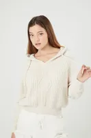 Women's Cropped Hooded Sweater Cream