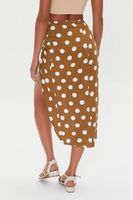 Women's Knotted Polka Dot Midi Skirt in Cigar/Cream Small