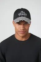 Men Embroidered Go Away Trucker Hat in Black/White