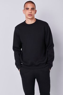 Men Fleece Crew Neck Sweatshirt in Black Large