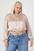 Women's Satin Cropped Hoodie Goat,