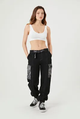 Women's Camo Cargo Pants in Black Small