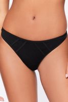 Women's Seamless Mid-Rise Thong Panties in Black Small