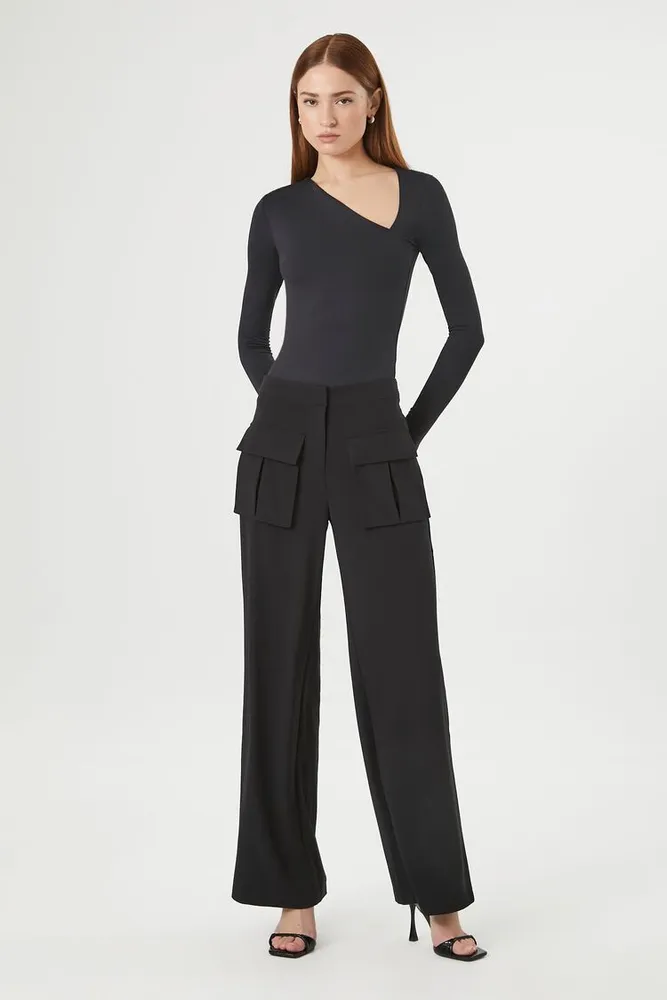 Women's High-Rise Trouser Pants in Black, XS