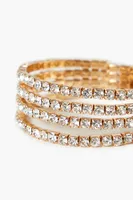 Women's Rhinestone Box Chain Cuff Bracelet in Gold/Clear