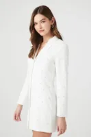 Women's Faux Pearl Mini Blazer Dress White