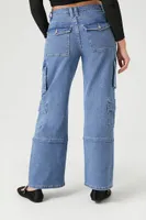 Women's Straight-Leg Cargo Jeans in Medium Denim Small