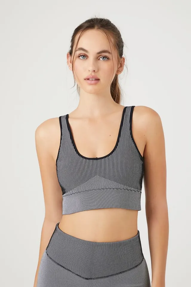 Forever 21 Women's Seamless Ribbed Sports Bra Black