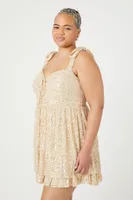 Women's Sequin Sweetheart Dress in Gold, 3X