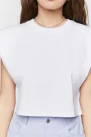 Women's Cropped Muscle T-Shirt in White Medium