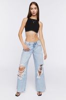 Women's Rhinestone-Trim Crop Top in Black Large