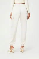 Women's Satin High-Rise Joggers in White, XL