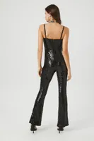 Women's Sequin Cami Flare Jumpsuit in Black Medium