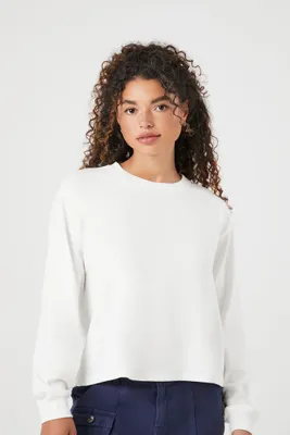Women's Cotton-Blend Jersey Knit Top in White, XS
