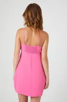 Women's Shirred Cami Mini Dress in Pink, XL