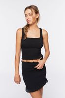 Women's Smocked Crop Top in Black Small