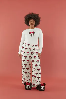 Women's Disney Minnie Mouse Pajama Pants in White, 2X