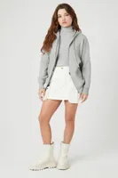 Women's Hooded Zip-Up Sweater in Heather Grey Medium