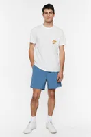 Men Everyday Drawstring Shorts in Stone Blue Medium