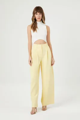 Women's High-Rise Wide-Leg Trouser Pants in Yellow Large