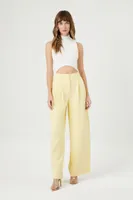 Women's High-Rise Wide-Leg Trouser Pants in Yellow Medium