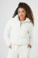 Women's Quilted Puffer Jacket in Ivory, XL