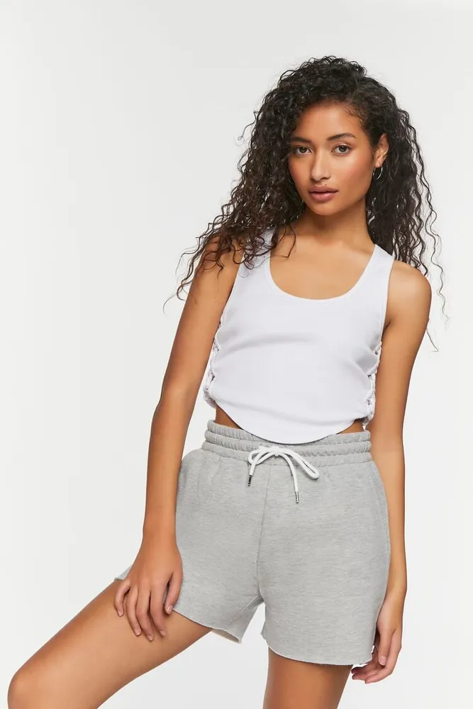 Women's Fleece Drawstring Shorts in Heather Grey Medium