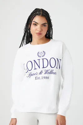 Women's Fleece London Graphic Pullover in White Medium