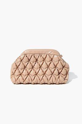 Women's Quilted Faux Leather Crossbody Bag in Taupe