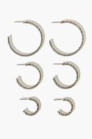 Women's Twisted Open-End Hoop Earring Set in Silver