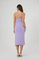 Women's Asymmetrical Cami Slit Midi Dress in Grape Medium