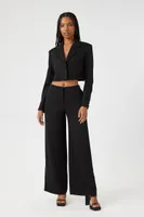 Women's Satin Notched Cropped Blazer