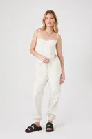 Women's Drawstring Cargo Joggers in Ivory, XL