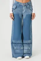 Women's Acid Wash Belted Jeans