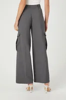 Women's Twill Wide-Leg Cargo Pants in Charcoal Small