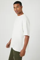 Men Cotton Crew High-Low Hem T-Shirt in White Small